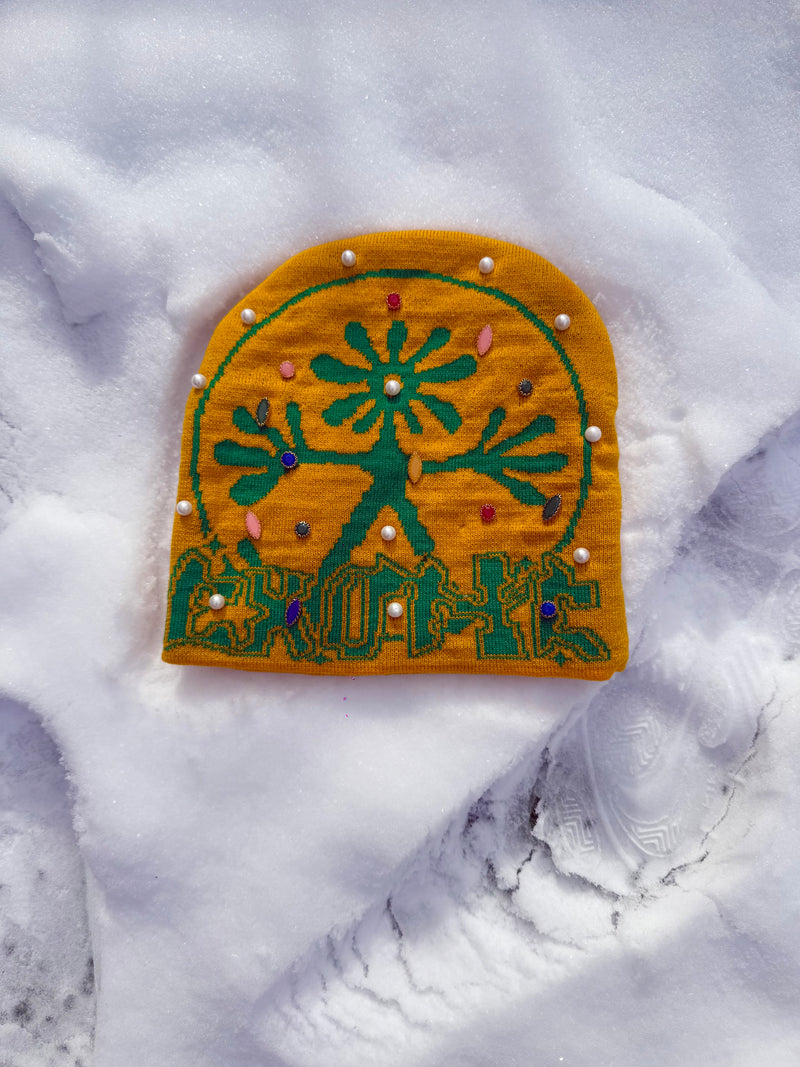Yellow splat beanie