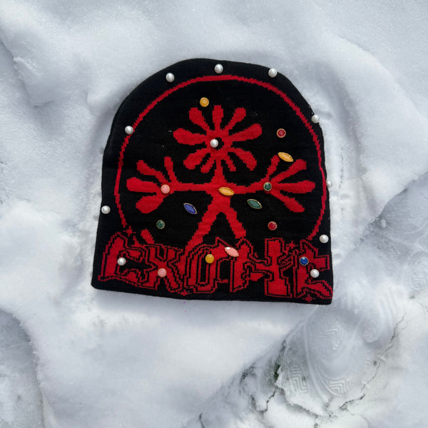 Black/Red Splat Beanie