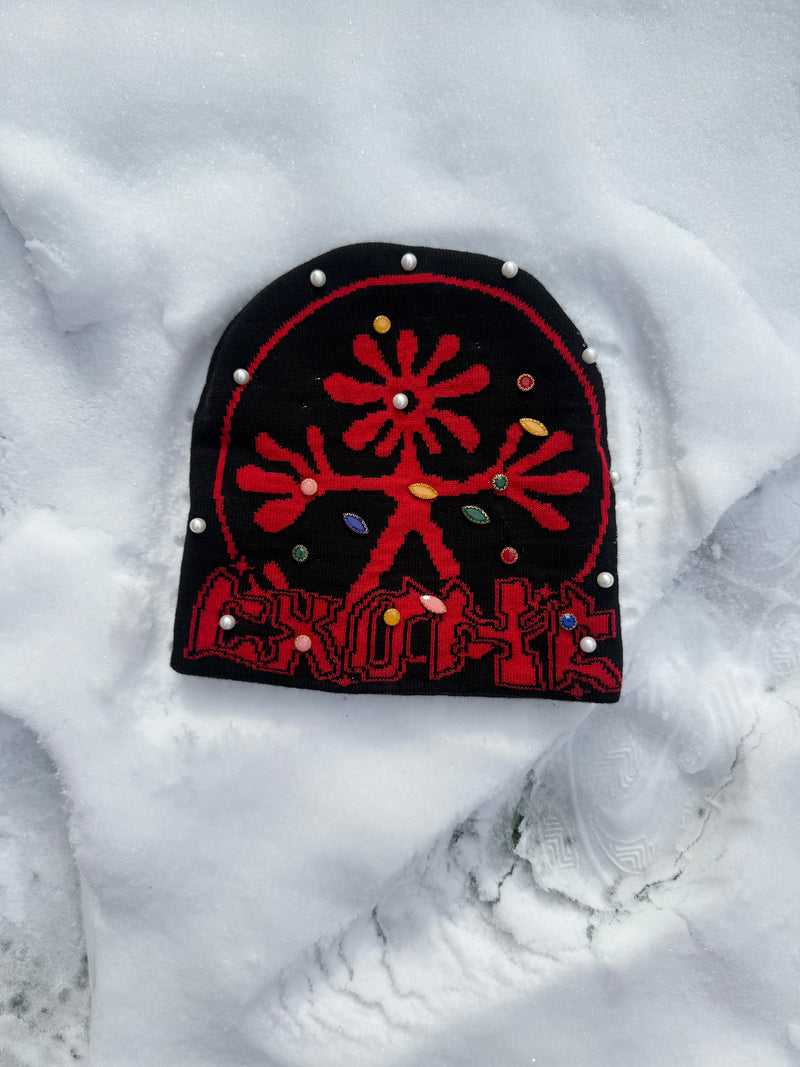 Black/Red Splat Beanie