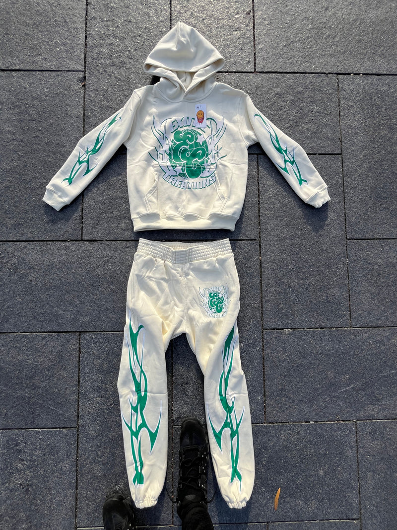 Cream/green tribal