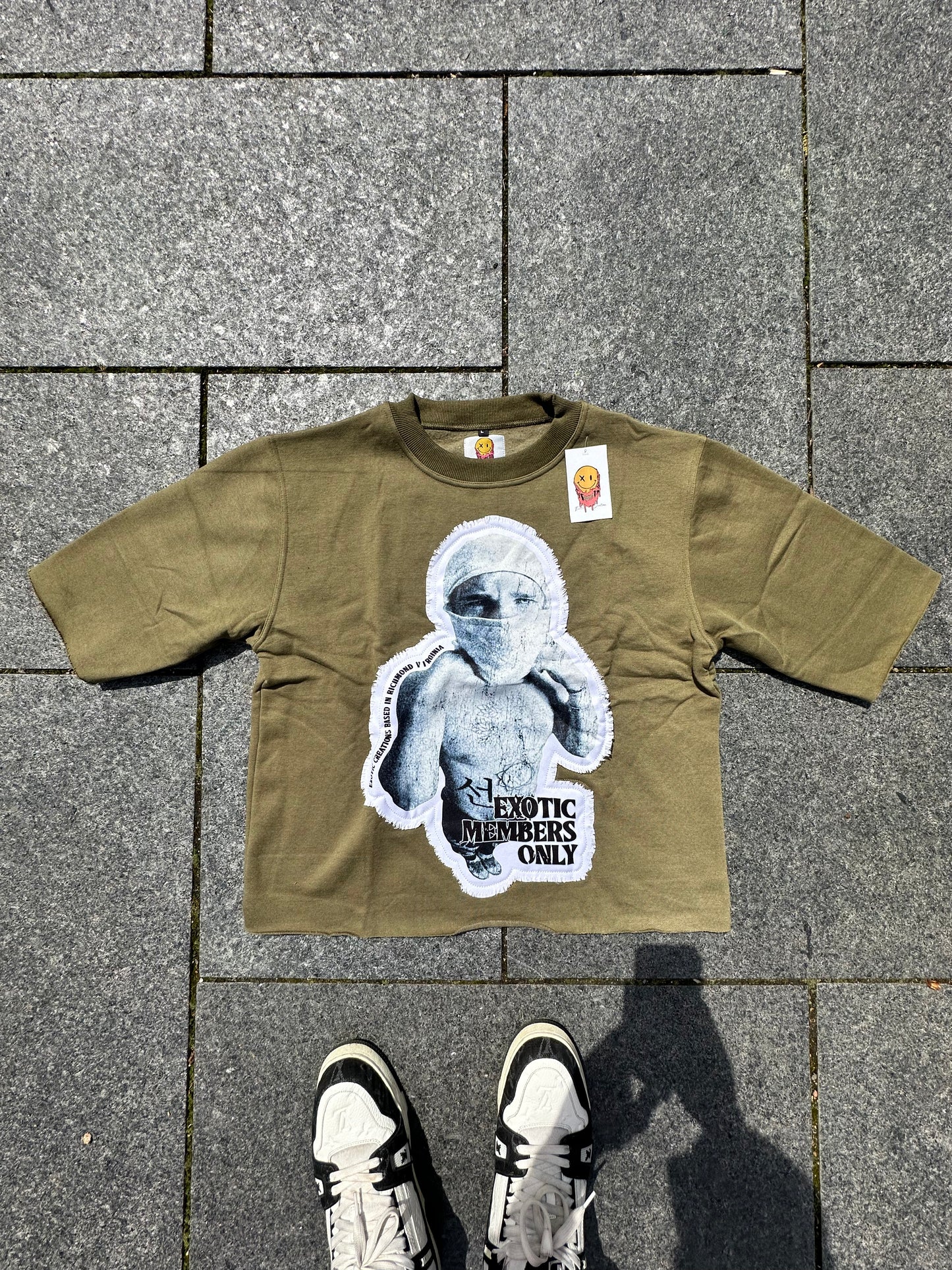 Olive Green “The Bandit” cropped crewneck