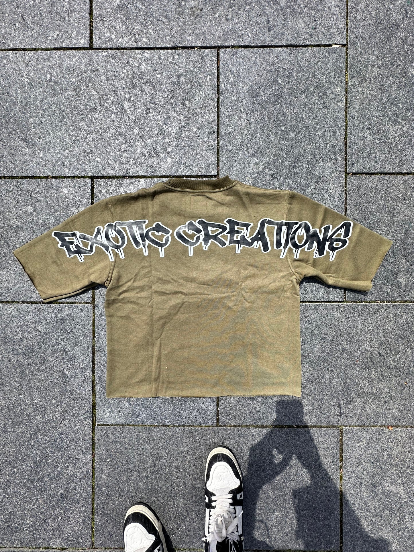 Olive Green “The Bandit” cropped crewneck